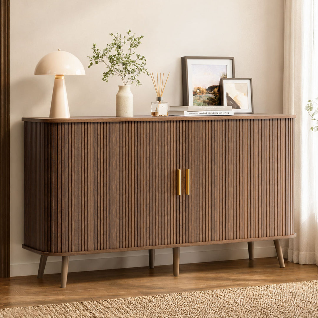 Sideboard Buffet Cabinet with Sliding Door Assembly Guidance