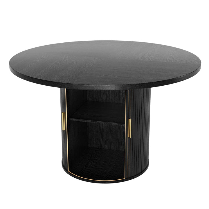 Indoor Round Dining Set with Tambour Storage, 7-Piece
