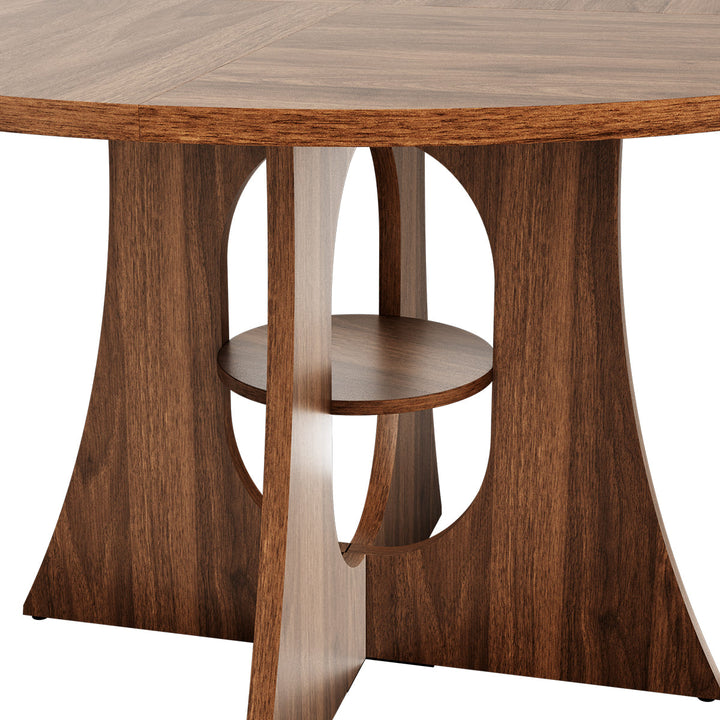Indoor Cross-Pedestal Round Dining Set, 7-Piece
