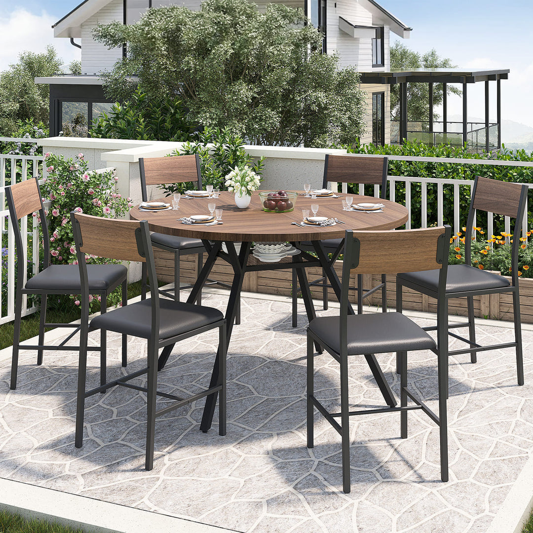 Walnut Metal Dining Chair, Set of 6