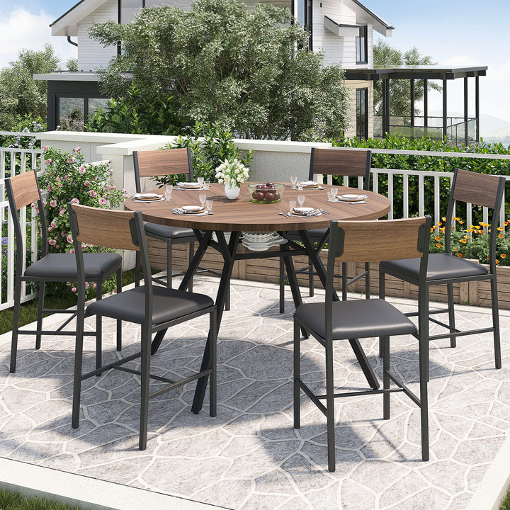 Walnut Metal Dining Chair, Set of 6