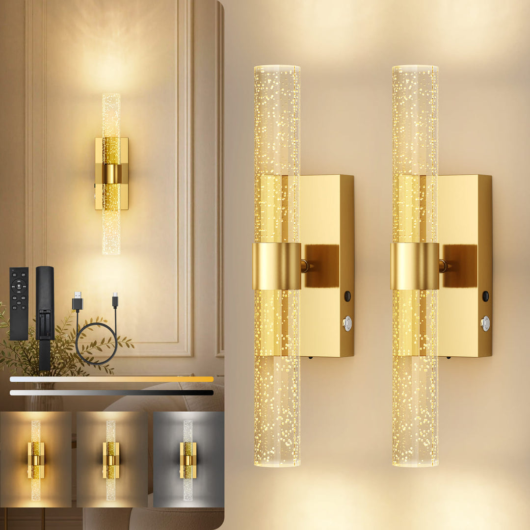 Cordless Crystal Bubble Wall Sconces, Set of 2