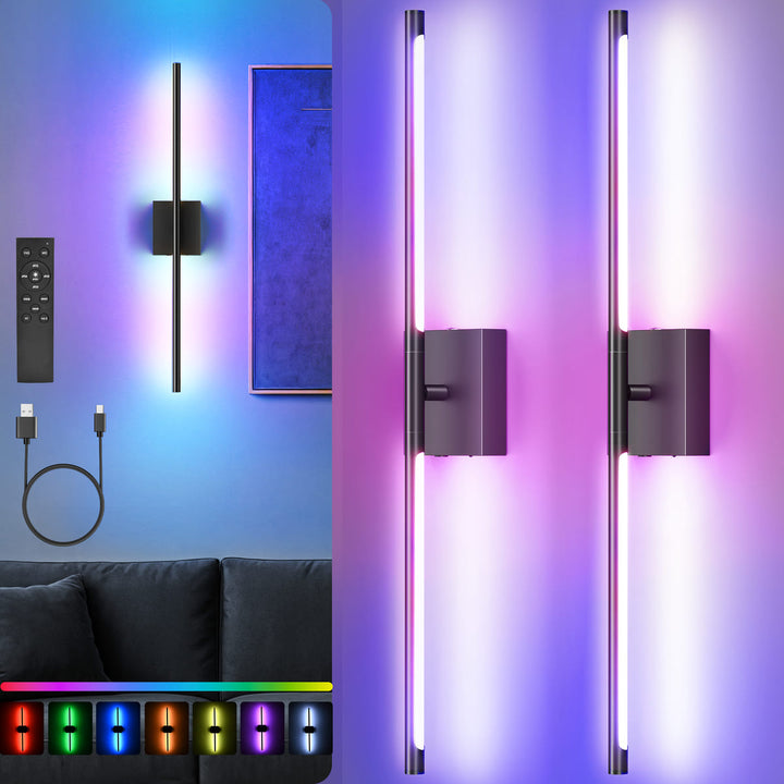 Rechargeable LED Wall Sconces with Remote, Set of 2