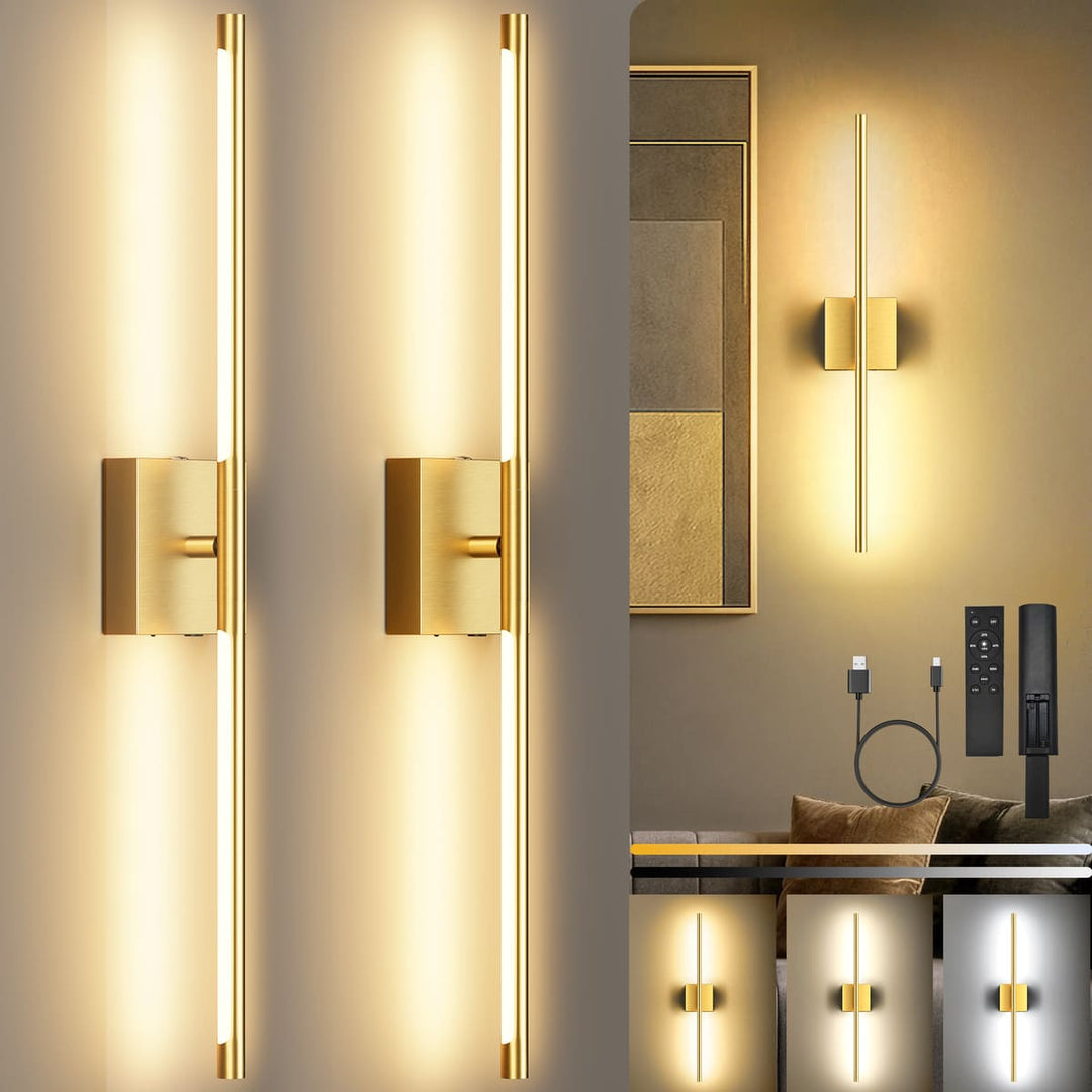 Rechargeable LED Wall Sconces with Remote, Set of 2