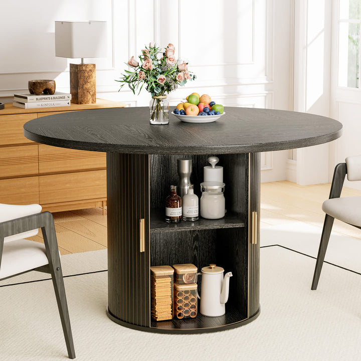Indoor Round Dining Table with Tambour Storage