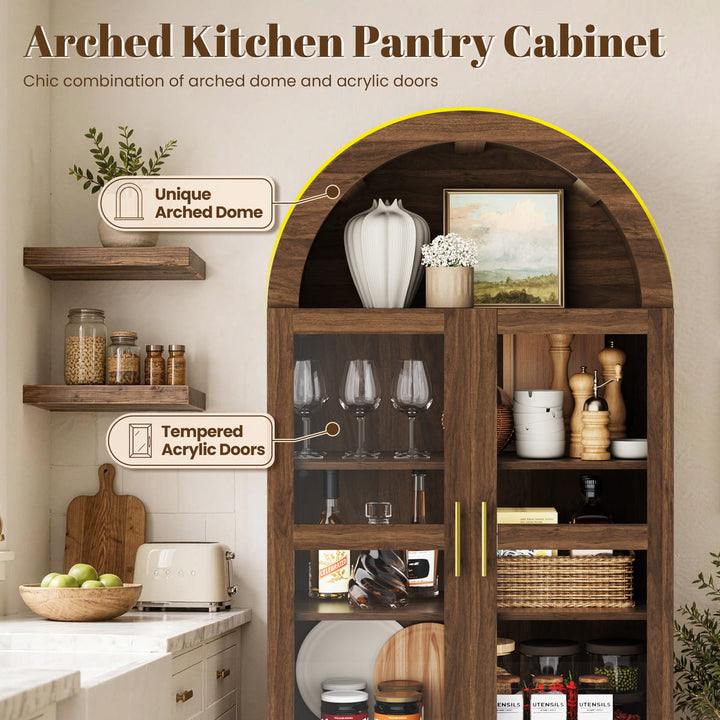 71" Arched Storage Cabinet with Acrylic Doors & Drawers