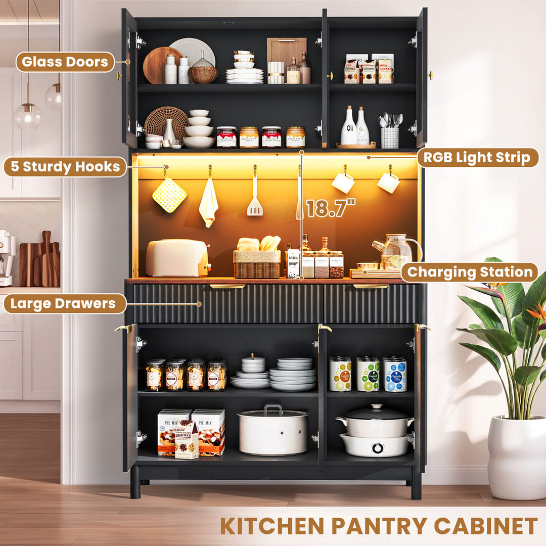 3-Door Fluted Kitchen Hutch