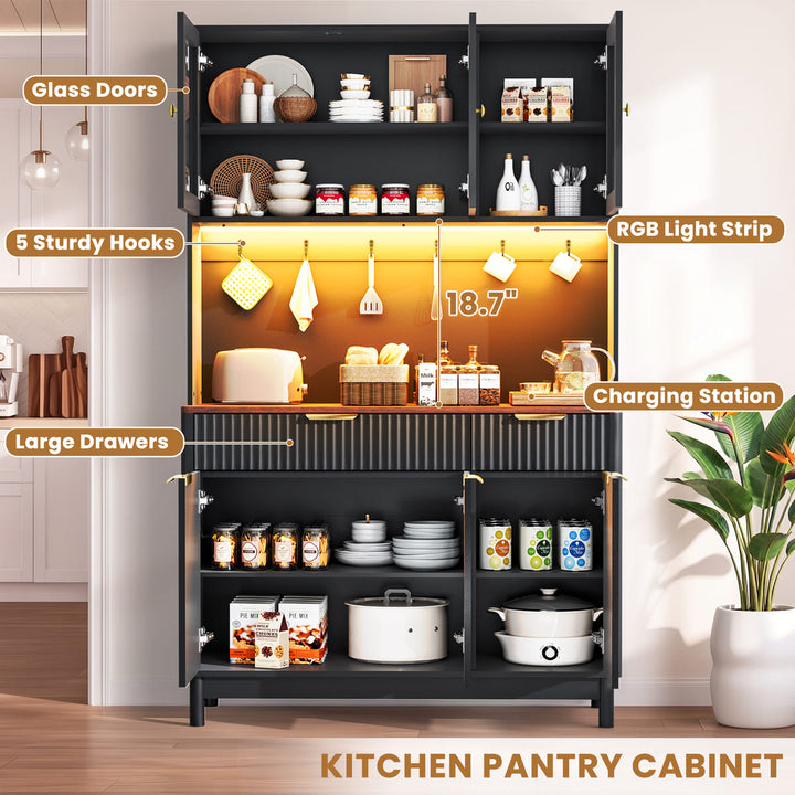 3-Door Fluted Kitchen Hutch