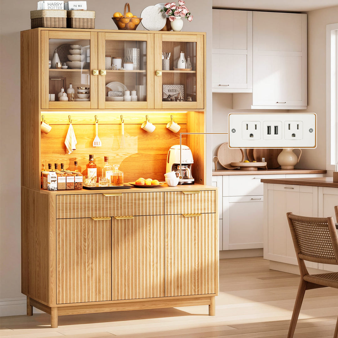 3-Door Fluted Kitchen Hutch