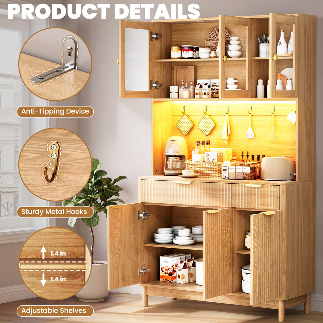 3-Door Fluted Kitchen Hutch