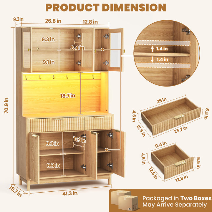 3-Door Fluted Kitchen Hutch