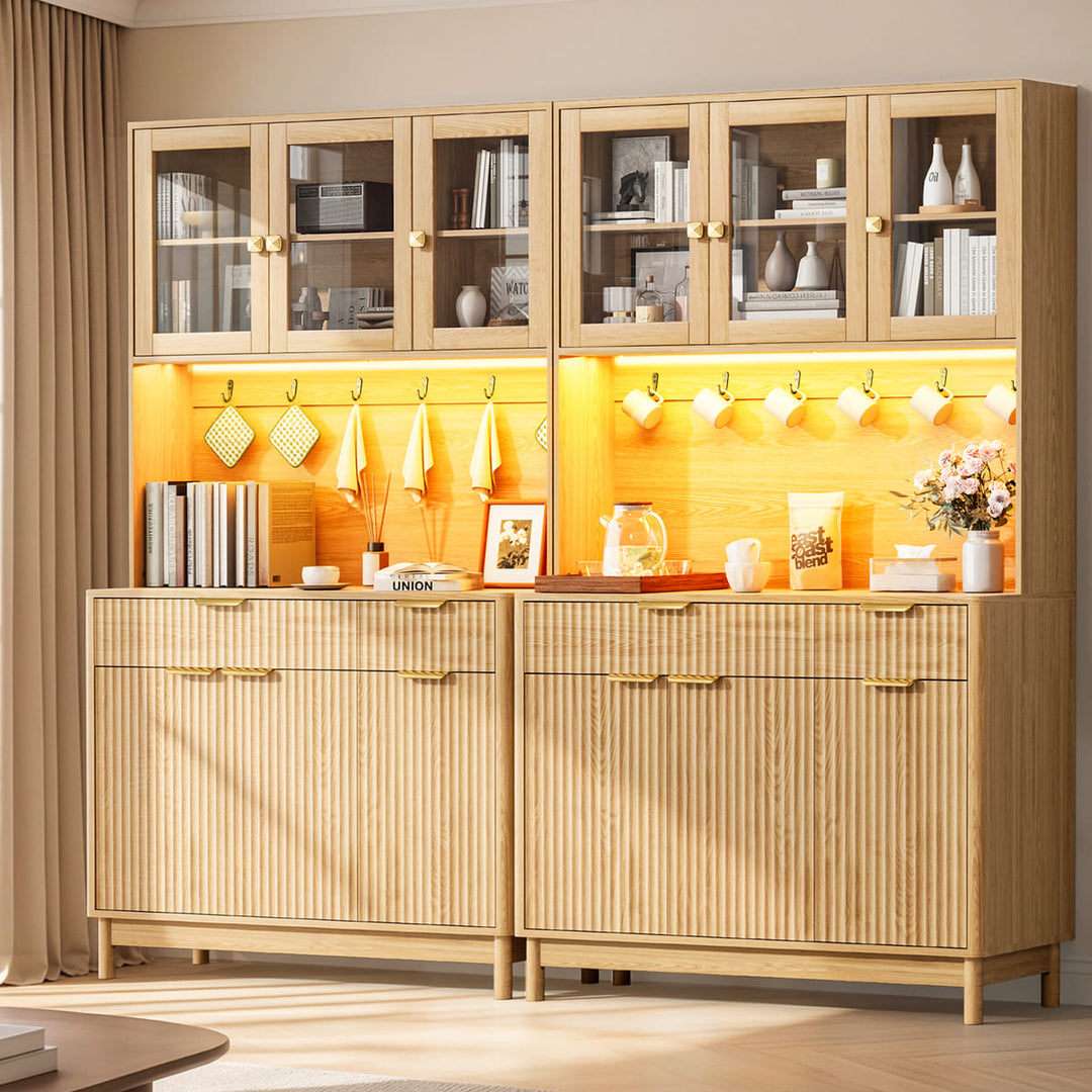 3-Door Fluted Kitchen Hutch
