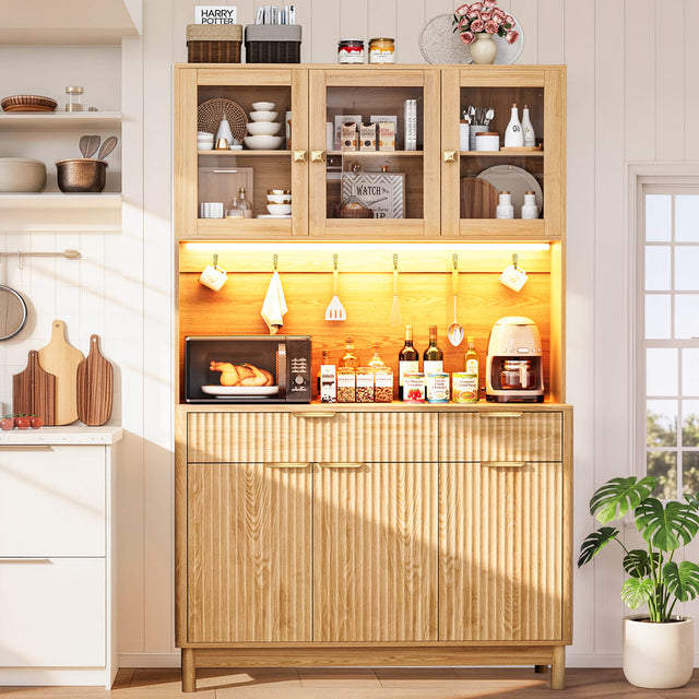 3-Door Fluted Kitchen Hutch