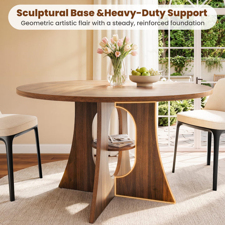 Indoor Cross-Pedestal Round Dining Table