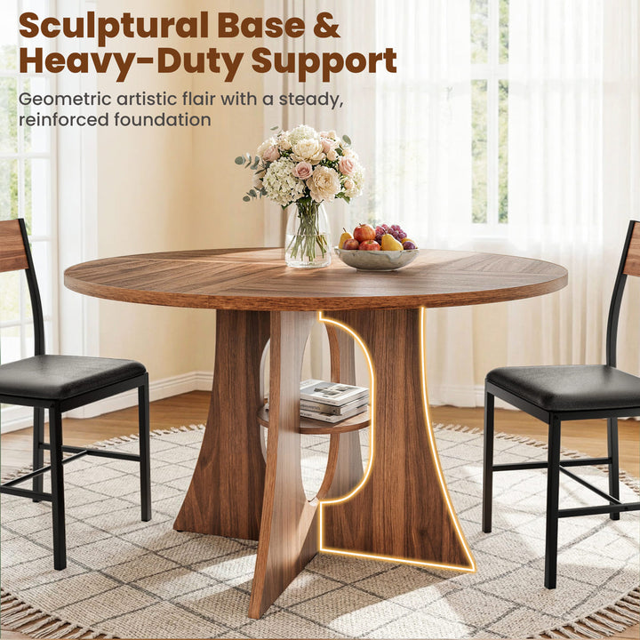Indoor Cross-Pedestal Round Dining Set, 7-Piece