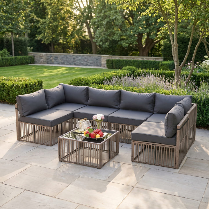 Axis 104.8" Modern Outdoor Sectional Set, 7-Piece