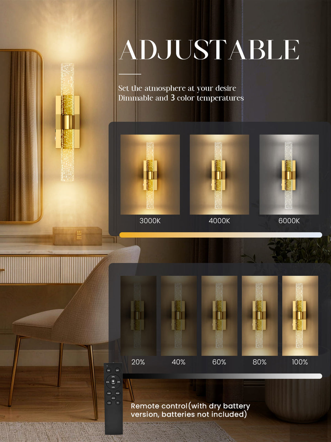 Cordless Crystal Bubble Wall Sconces, Set of 2