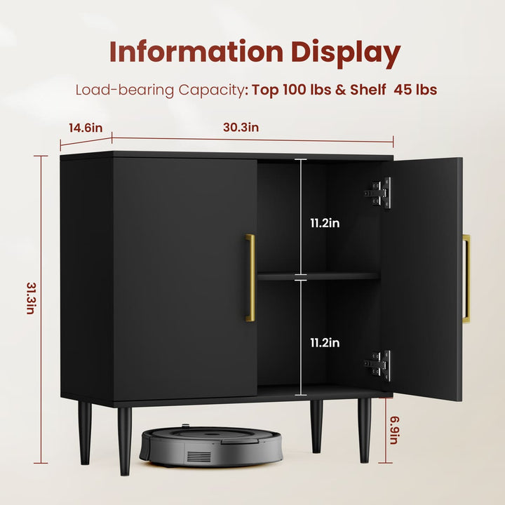 2-Door Accent Cabinet with Gold Handles