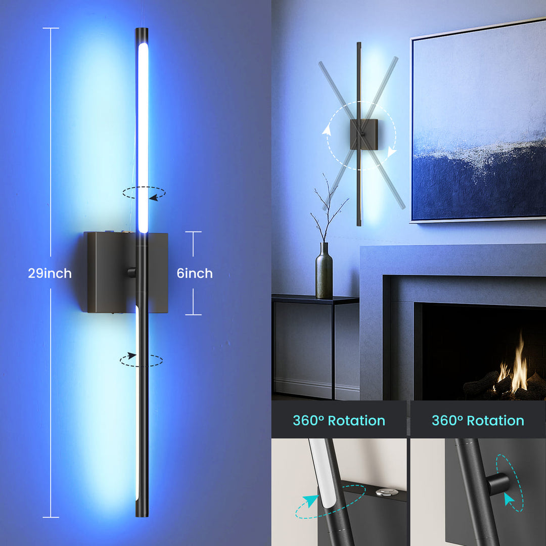 Rechargeable LED Wall Sconces with Remote, Set of 2