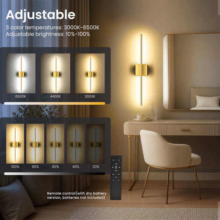 Rechargeable LED Wall Sconces with Remote, Set of 2