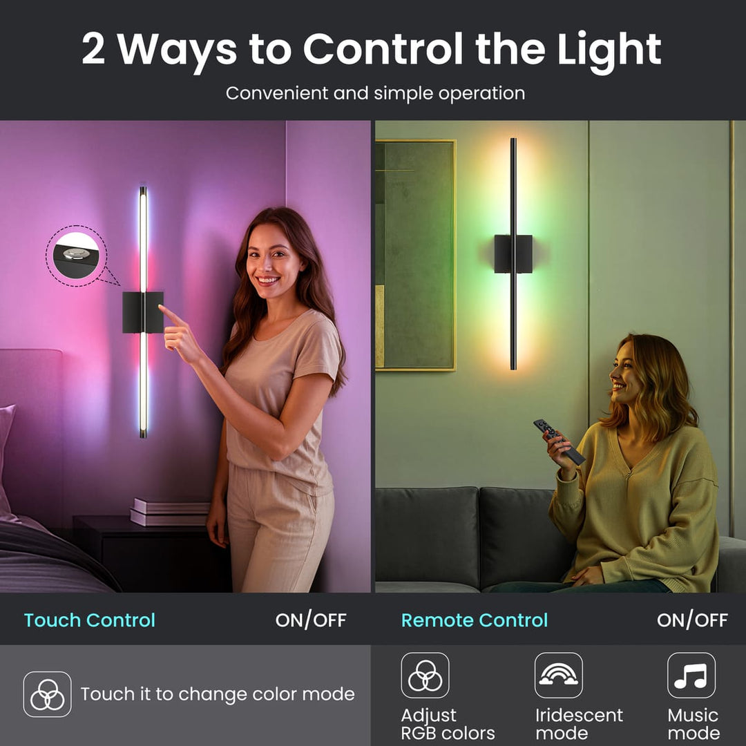 Rechargeable LED Wall Sconces with Remote, Set of 2