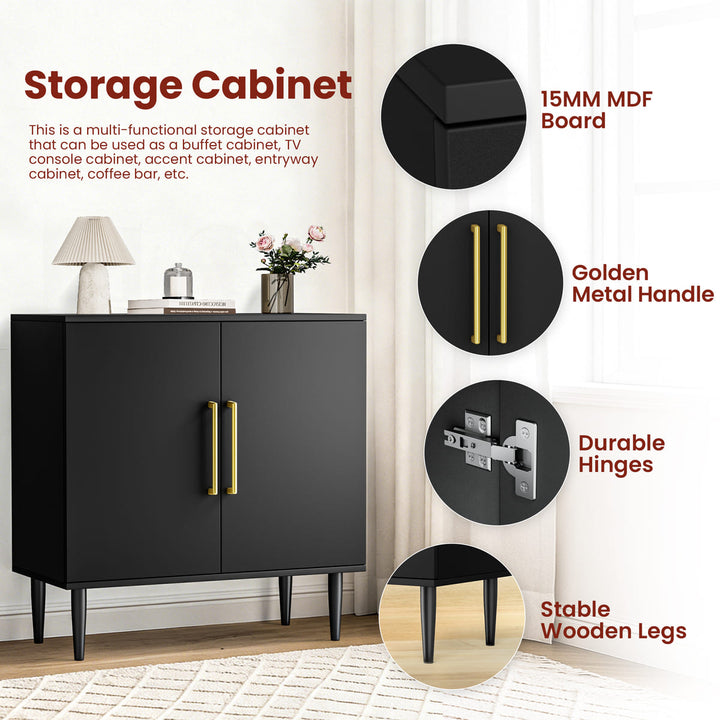 2-Door Accent Cabinet with Gold Handles