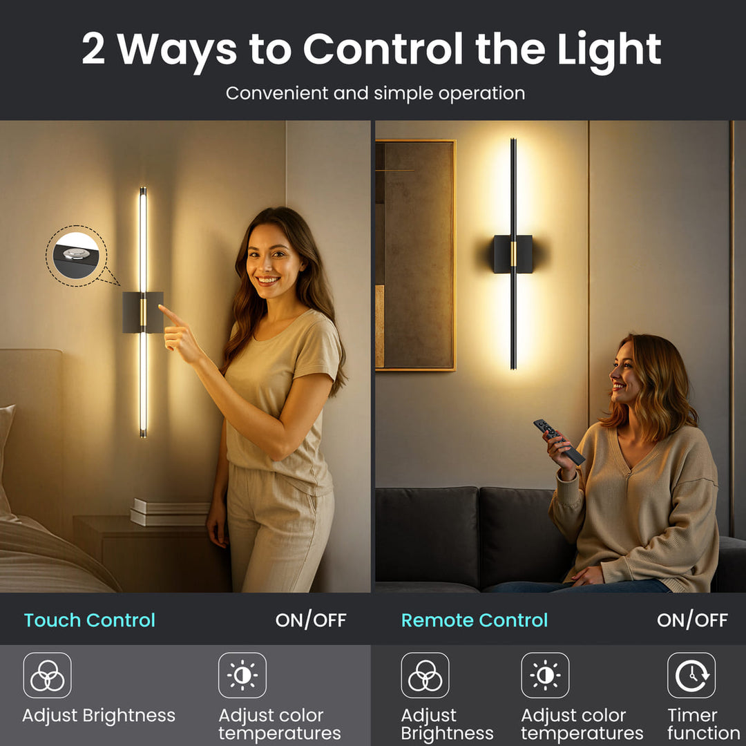 Rechargeable LED Wall Sconces with Remote, Set of 2