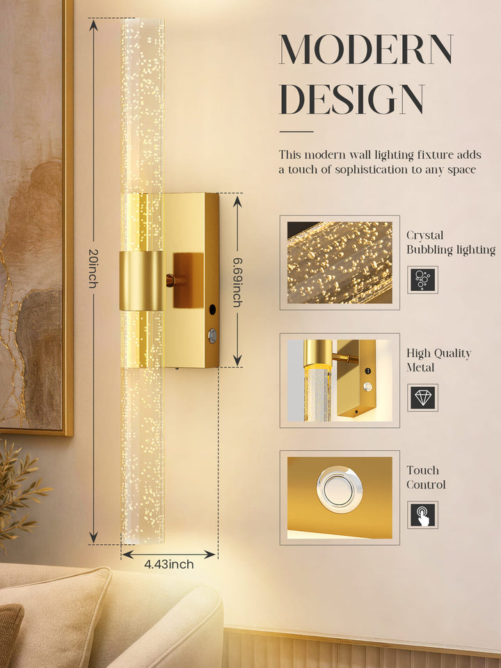 Cordless Crystal Bubble Wall Sconces, Set of 2
