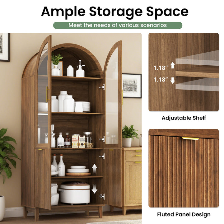 Arched Storage Cabinet with Glass Doors