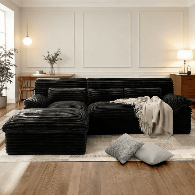 Corduroy Boneless Cloud Sectional Sofa