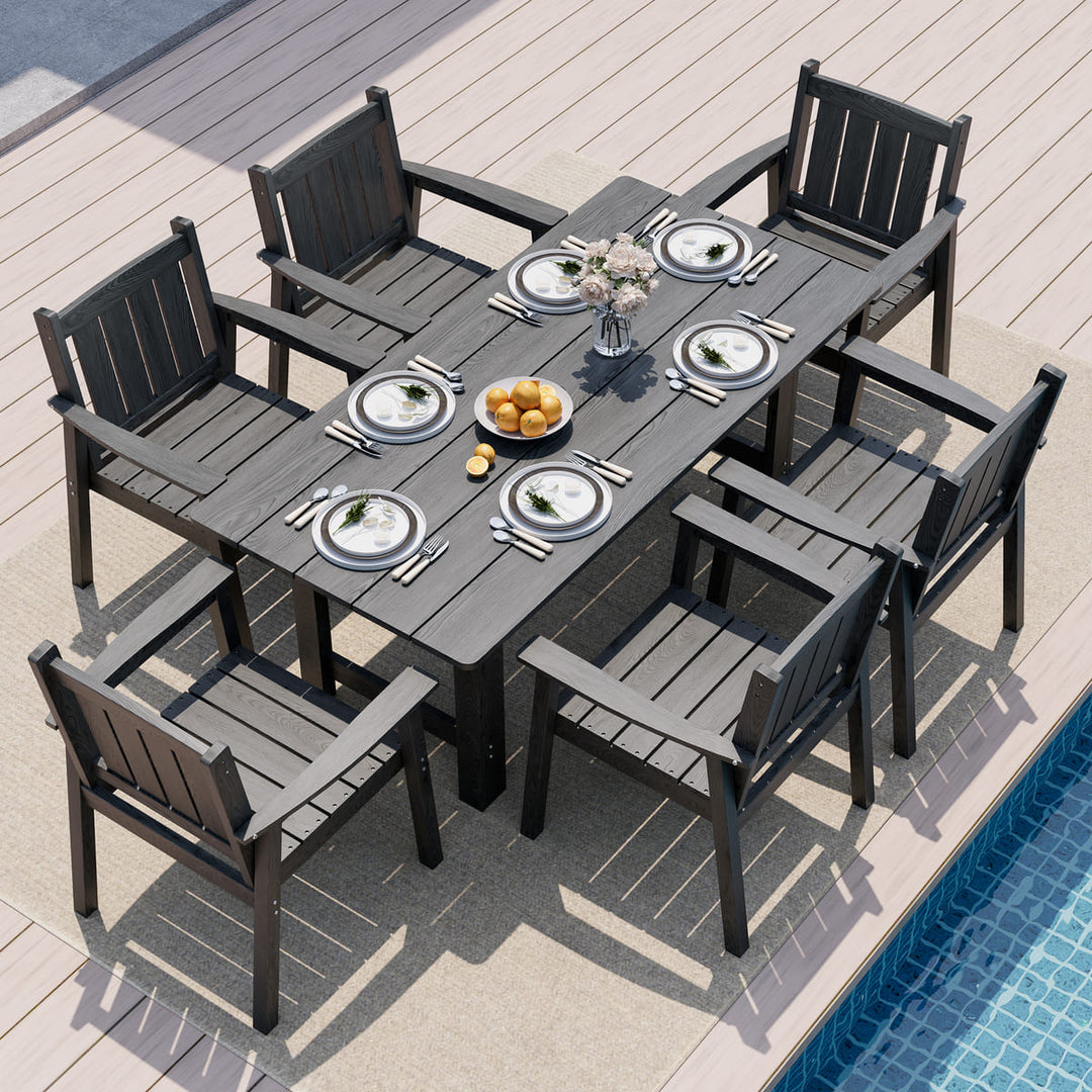 Pamapic HDPE Outdoor Dining Table and Chairs with Umbrella Hole