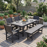 Pamapic HDPE Outdoor Dining Table and Chairs with Umbrella Hole