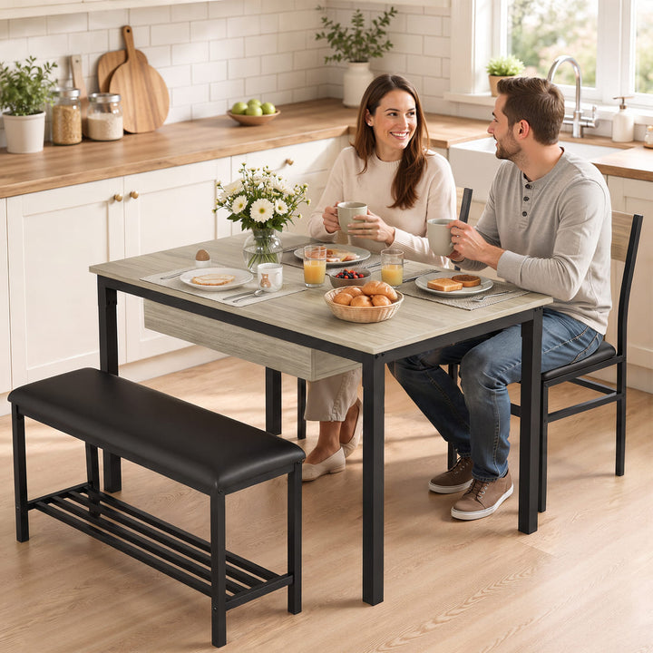 Indoor Dining Set with Bench, 4-Piece