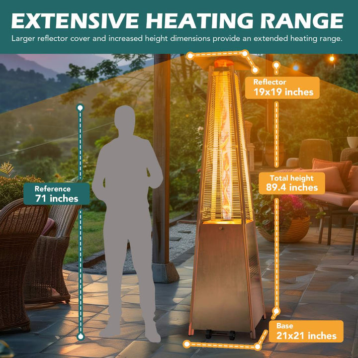 Pyra Propane Pyramid Patio Heater 48,000 BTU, with Glass Flame Tube