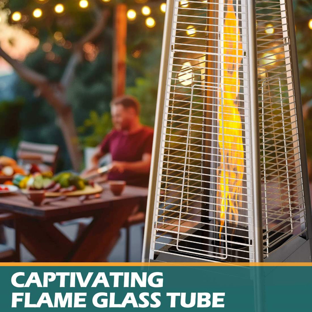 Pyra Propane Pyramid Patio Heater 48,000 BTU, with Glass Flame Tube