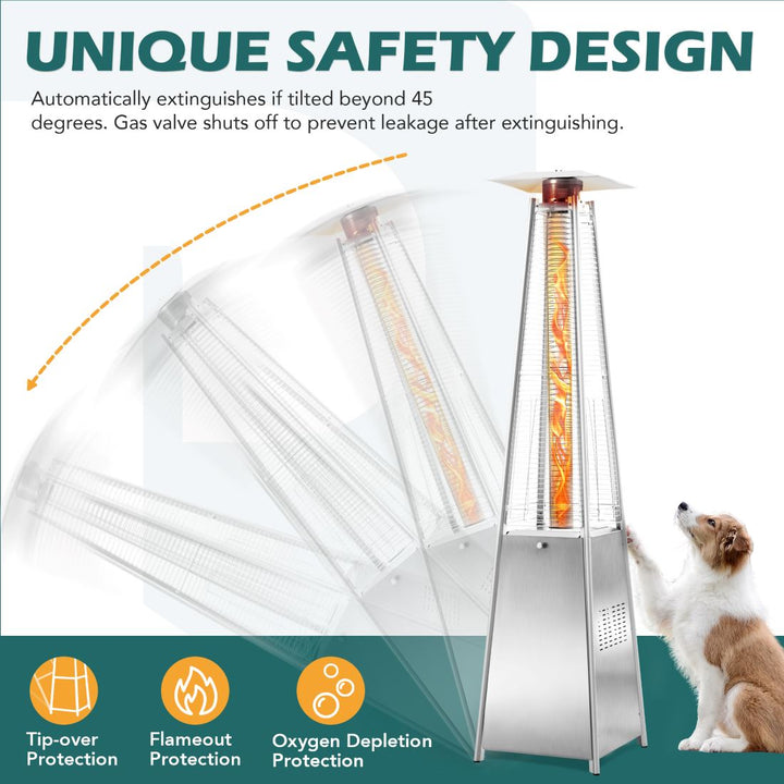 Pyra Propane Pyramid Patio Heater 48,000 BTU, with Glass Flame Tube