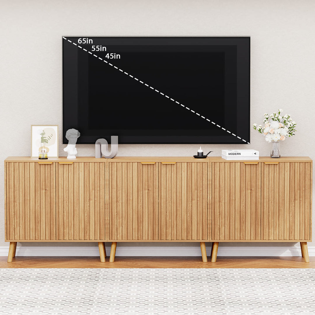 Pamapic Fluted Sideboard Cabinet with Adjustable Shelves for Living Room, Hallway, Entryway, Dining Room