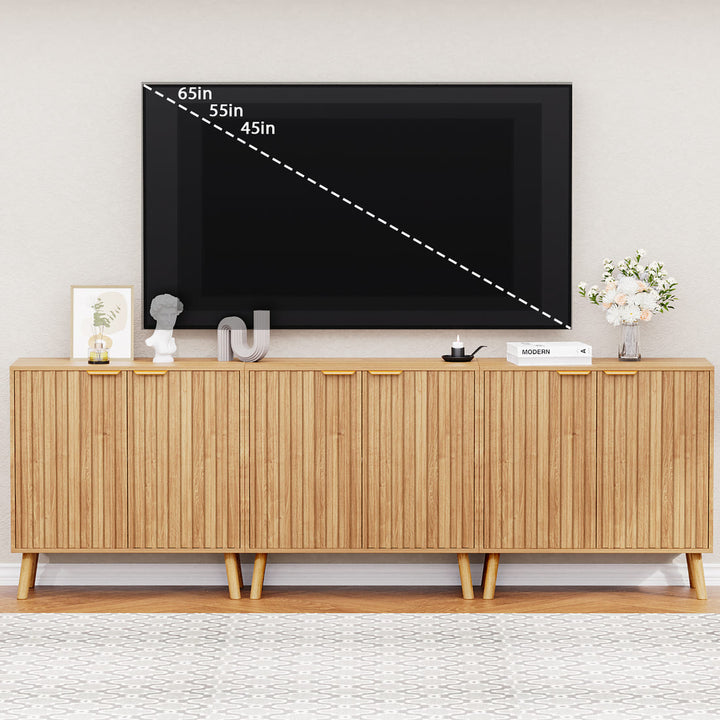 Pamapic Fluted Sideboard Cabinet with Adjustable Shelves for Living Room, Hallway, Entryway, Dining Room