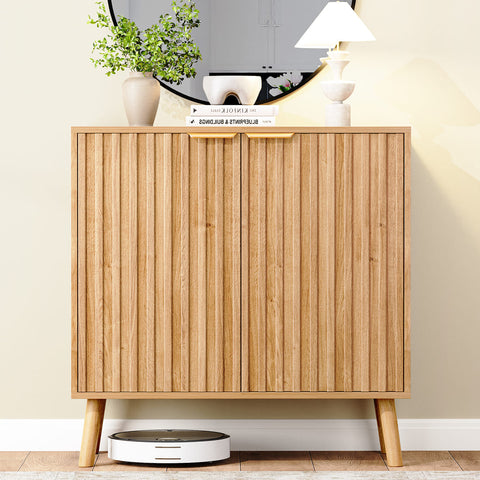 Fluted Sideboard Cabinet with Adjustable Shelf