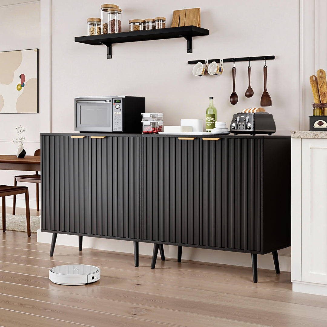 Pamapic Fluted Sideboard Cabinet with Adjustable Shelves for Living Room, Hallway, Entryway, Dining Room