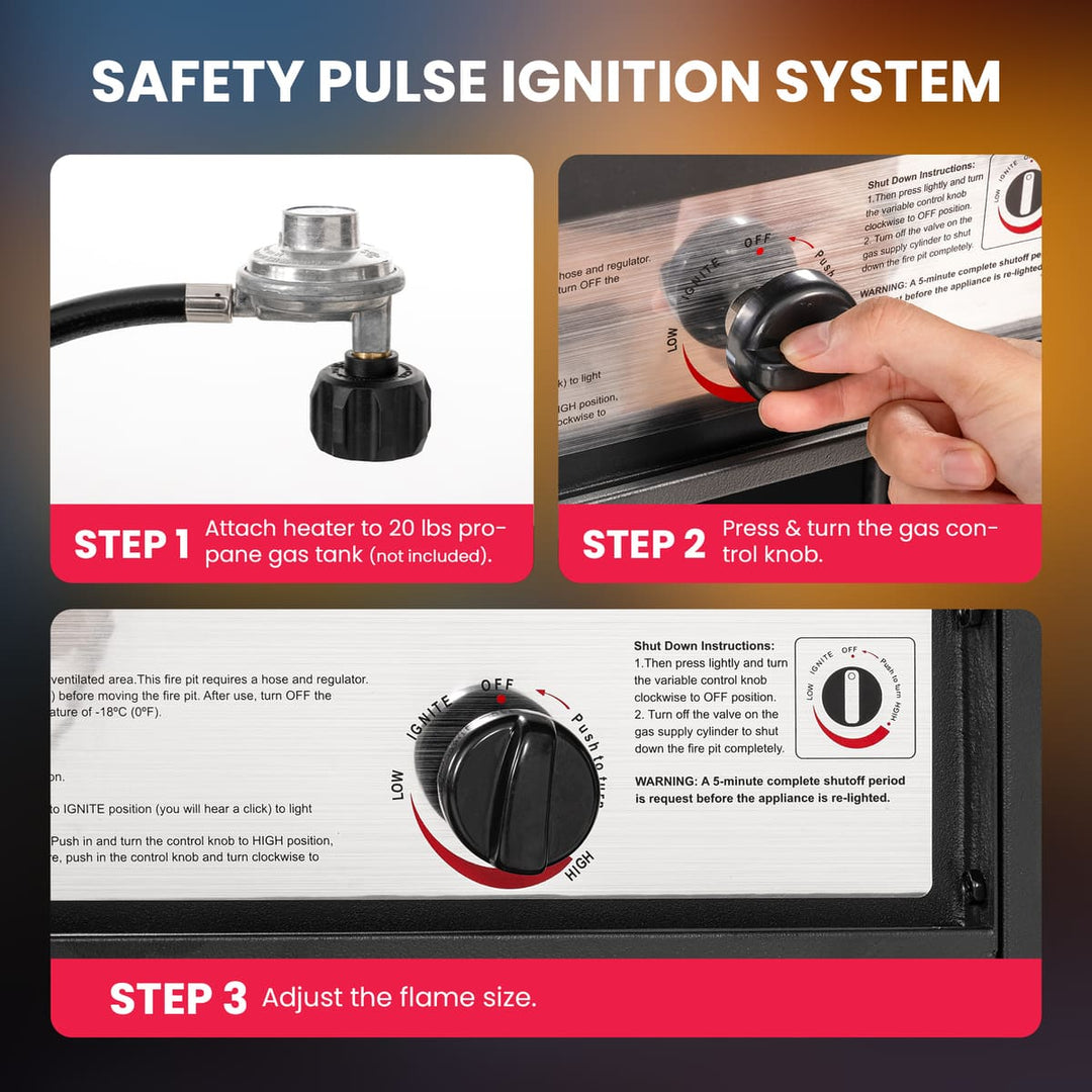 Pamapic Pyra Base patio heater with safety pulse ignition system