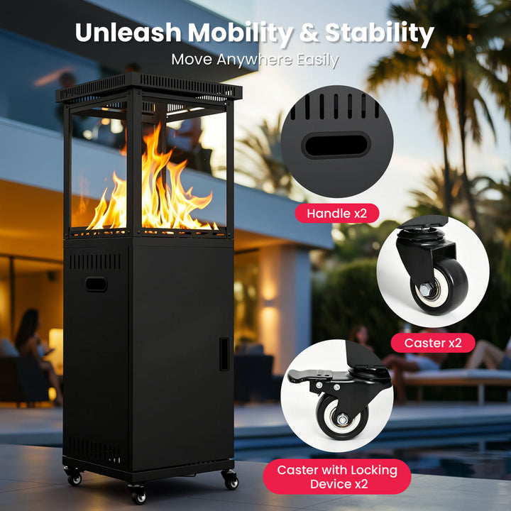 Pamapic Pyra Base Vent Top patio heater with wheels for easy movement
