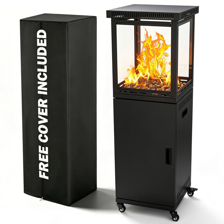 Pamapic Pyra Base Vent Top patio heater 41000 BTU with protective cover included