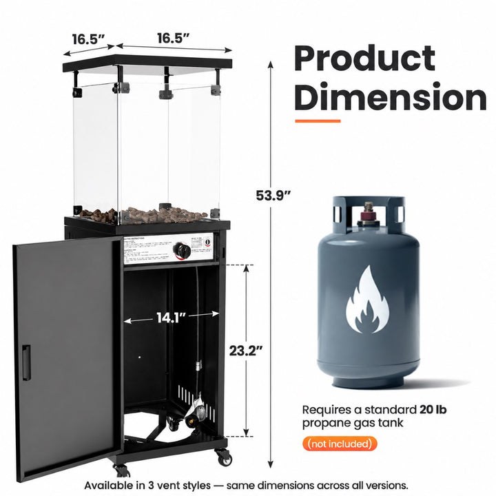 Pyra Base Propane Patio Heater, with Wheels, CSA Certified