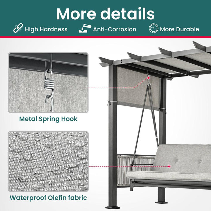 Pamapic 2 in 1 Patio Swing with 7 Pieces HDPE Dining Sets