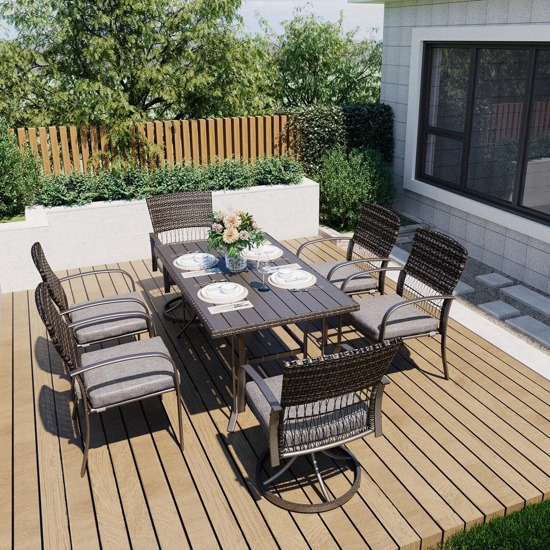 Weave Outdoor Dining Set, 7-Piece, 2 Swivel