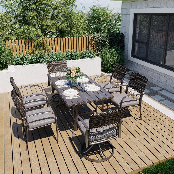 Weave Outdoor Dining Set, 7-Piece, 2 Swivel