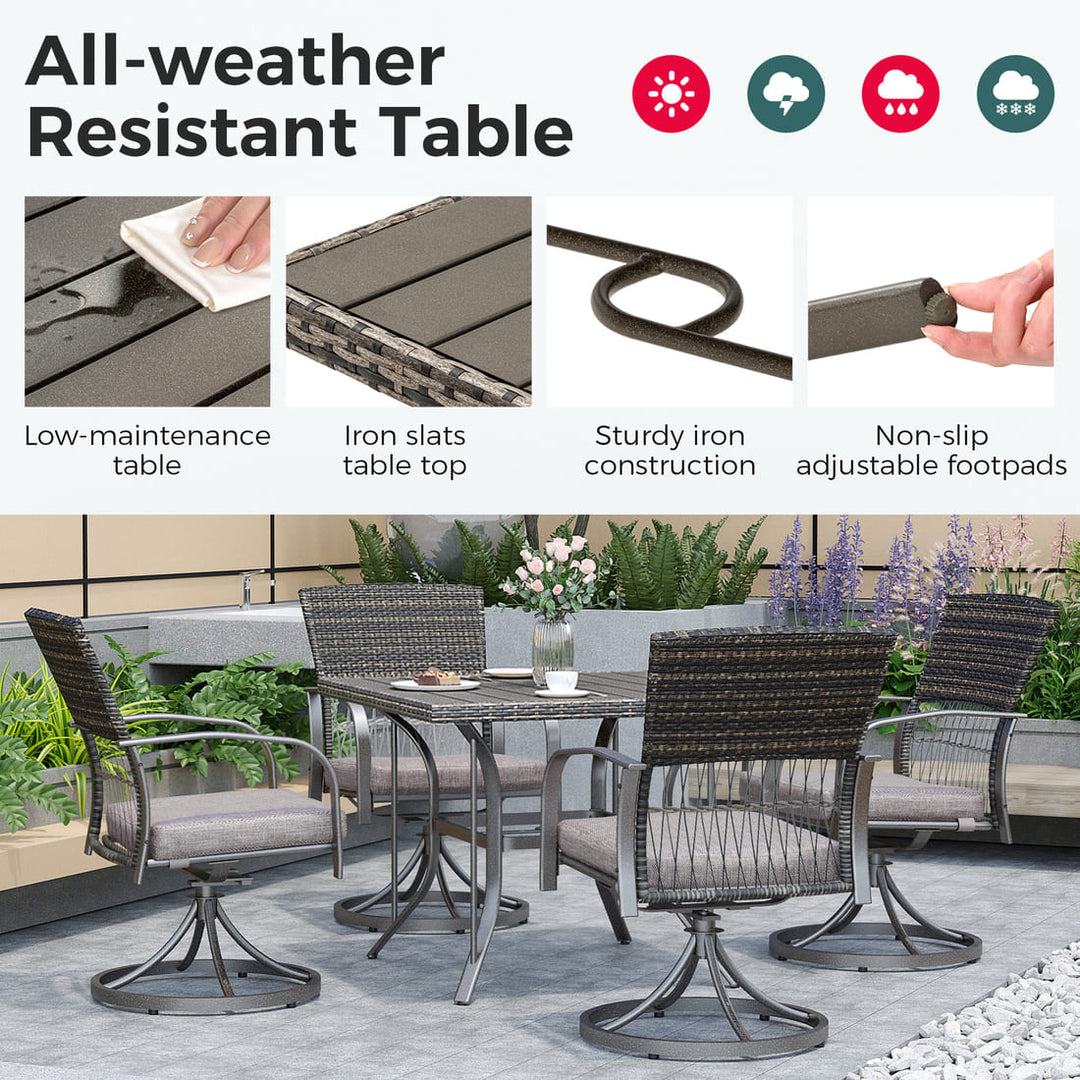 Weave Outdoor Dining Set, 5-Piece, Full Swivel