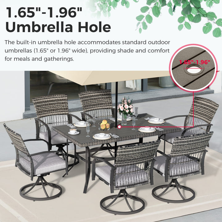 Weave Outdoor Dining Set, 7-Piece, Full Swivel