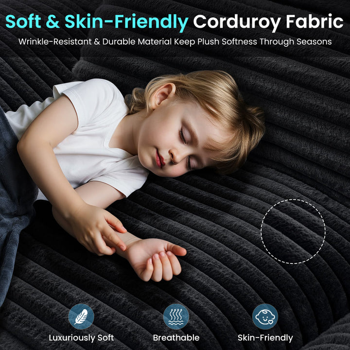 Pamapic 100" Boneless Sectional Couch with Plush Corduroy Fabric, No Assembly Required